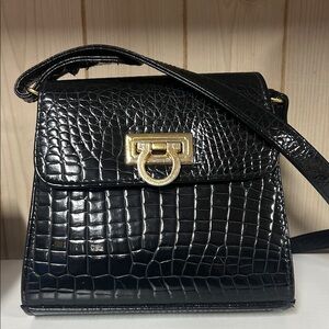 Listing #15 Elegant Black Croc-Embossed Handbag